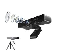 HORION Cámara web 4K para PC, encuadre automático, zoom digital 10X, lente gran angular sin distorsión de 100°, video 4K UHD con micrófonos duales con cancelación de ruido AI, ePTZ, ideal para