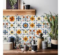 HORIWE Adhesivo decorativo para azulejos de estilo marroquí, 24 unidades, autoadhesivo, resistente al agua, para cocina, baños, armarios, muebles y mesas