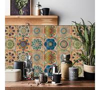 HORIWE pegatinas de azulejos de mosaico de pared 24 piezas PVC pegatinas azulejos Marruecos autoadhesivo papel pintado impermeable pegatinas de pared para la cocina,gabinete,muebles,mesa
