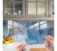 HORIWE Pegatinas para azulejos efecto mármol, adhesivos para azulejos de pared, 20 unidades, pegatinas para azulejos, lámina para azulejos, papel pintado autoadhesivo, resistente al agua, pegatinas de