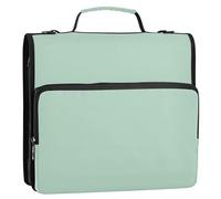 Horizon - Organizador de carpetas con cremallera azul de 3 anillos de 1 1/2 pulgadas, bolsa de carpeta con correa para portafolios escolar y soporte para carpetas de anillos