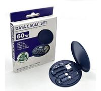 HorizonMart - Kit de viaje de carga rápida 6 en 1 de 60 vatios, USB C a USB, funda de cable múltiple, herramienta de expulsión