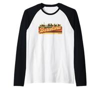Horizonte de Barcelona y Cataluña Rayas Retro Orgullo Catalunya Camiseta Manga Raglan