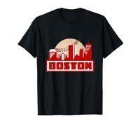 Horizonte de Boston bajo un gráfico retro vintage de béisbol Camiseta