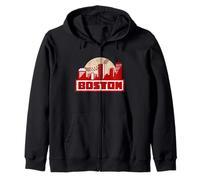 Horizonte de Boston bajo un gráfico retro vintage de béisbol Sudadera con Capucha
