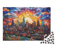 Horizonte de Ciudad Colorida Puzzle de 1000 Piezas Papel para Adultos Amanecer Juego de Puzzle 1000 Piezas Relajación Hogar 38x26cm/1000pcs