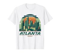 Horizonte de la Ciudad de Atlanta Georgia Estilo Retro Camiseta gráfica económica, Hombre, Blanco, M