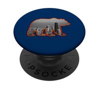 Horizonte de la Ciudad de Chicago Dentro de una Silueta parda PopSockets PopGrip Adhesivo