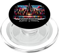 Horizonte de la Ciudad de Nueva York Noche Colorido Tri-State NY Skyline PopSockets PopGrip para MagSafe