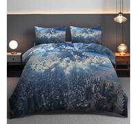 Horizonte De La Ciudad Juego de Ropa,Nube De Cielo Natural Juego de Funda para Edredón con Cremallera,Microfibra Suave Funda Nordica con 2 Fundas de Almohada 50x75cm
