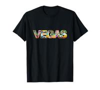 Horizonte de Las Vegas con Edificios icónicos en Negrita Texto de Las Vegas Camiseta