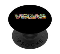 Horizonte de Las Vegas con Edificios icónicos en Negrita Texto de Las Vegas PopSockets PopGrip Adhesivo
