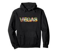 Horizonte de Las Vegas con Edificios icónicos en Negrita Texto de Las Vegas Sudadera con Capucha