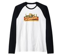 Horizonte de Londres y rayas retro de Inglaterra - Orgullo Camiseta Manga Raglan