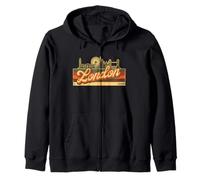 Horizonte de Londres y rayas retro de Inglaterra - Orgullo Sudadera con Capucha