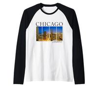 Horizonte del Orgullo del Paisaje Urbano de Chicago Illinois Camiseta Manga Raglan