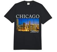 Horizonte del Orgullo del Paisaje Urbano de Chicago Illinois Comfort Colors Adult Heavyweight T-Shirt