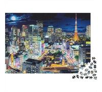 Horizonte Nocturno de Tokio, cartón 100% Reciclado, Paisaje Urbano Nocturno de Tokio, Rompecabezas de 1000 Piezas, Rompecabezas para Adultos, Juegos educativos clásicos, 38 x 26 cm / 1000 Piezas