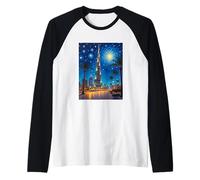 Horizonte Pop Estrellado del Burj Khalifa de Dubái Camiseta Manga Raglan
