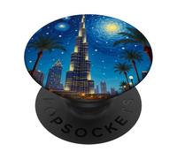 Horizonte Pop Estrellado del Burj Khalifa de Dubái PopSockets PopGrip Adhesivo