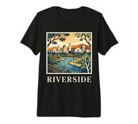 Horizonte Retro Vintage de Riverside, California, Park River City Camiseta Premium