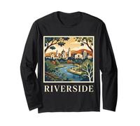 Horizonte Retro Vintage de Riverside, California, Park River City Manga Larga