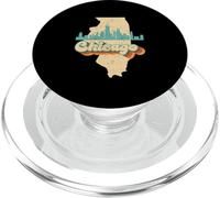 Horizonte Urbano de Chicago en el Mapa del Estado de Illinois Retro PopSockets PopGrip para MagSafe