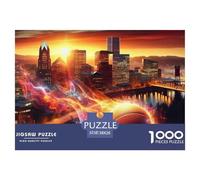Horizonte Urbano Moderno Puzzle de 1000 Piezas Papel para Adultos Atardecer Vista Nocturna de Ciudad Juego de Puzzle 1000 Piezas Hogar Regalo 38x26cm/1000pcs 38x26cm/1000pcs