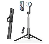 Horizum Magnetic Phone Tripod,360° Rotation,Extendable Selfie Stick with Remote,for iPhone12-16/Android,Portable Travel Selfie Stick Tripods,for Video Recording,Selfie,Live Streaming (Black, 51in)