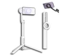 Horizum Magnetic Phone Tripod, 360° Rotation Phone Stand, 57" Extendable Selfie Stick with Wireless Remote for iPhone with Light, for Video Recording, Selfie, Live Streaming (White,Upgraded Version)