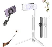 Horizum Magnetic Phone Tripod, 51/63" Extendable Selfie Stick with Wireless Remote, 360° Rotation Phone Stand, Portable Travel Tripod for Video Recording, Selfie, Live Streaming (63''/160cm White)