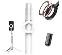 Horizum Magnetic Phone Tripod, 51" Extendable Magnetic Selfie Stick Tripod for iPhone, with Wireless Remote, 360° Rotation Phone Stand for Video Recording, Travel, Daily Recording (White)