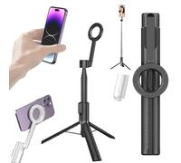 Horizum Magnetic Phone Tripod, 57" Extendable Selfie Stick with Remote for iPhone, 360° Rotation with Fill Light, Portable Travel Selfie Stick Tripods, for Video Recording,Selfie (Black,5.1in/1.3m)