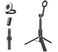 Horizum Magnetic Phone Tripod with Portable Selfie Light, 63 Extendable, 200° Tilt & Detachable Remote for Vlogs/Travel (Black,51in)