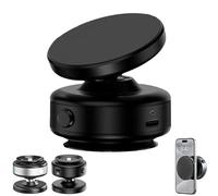 Horizum Suction Phone Tripod, 360° Electric Magnetic Suction Phone Mount, Adjustable Foldable Phone Holder for Car, Mirror, Gym, Mirror (Black)