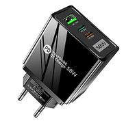HORJOR Cargador USB C, cargador de batería para teléfono celular, 3 puertos, enchufe USB de 58 W, cargador de batería PD y QC, cargador de teléfono celular para iPhone 14 Pro Max/13/12/11/Xs/Xr/X/8, Samsung, iPad, Huawei, Google