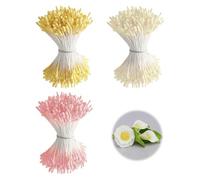 Horktrust 1050estambres Artificiales para pistilos de 2 mm, Doble Cabeza, estambre Floral Mate, Avec Deux têtes de perles de 2 mm - Double tête - Accessoires pour Projet d'artisanat DIY.