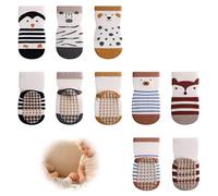 Horktrust 5 Pares de Calcetines Bebé con Suela Antideslizante - Diseño Barefoot Algodón Transpirable, para Gateo y Primeros Pasos Seguros en Casa, Guardería o Exteriores