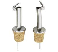 Horktrust Vertedor de Acero Inoxidable 2 pcs, vertedores de botellas Tapón Dosificador Aceite, Taper Vertedores Aceite con Tapa Abatible, Anti Goteo para Botellas de Vino, Cócteles, Alcohol, Bebidas