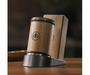 HORL®3 - afilador de cuchillo rodante incl. Soporte de ángulo magnético con ángulo de afilado de 15 ° y 20 °, molinillo de cuchillo | Madera maciza roble