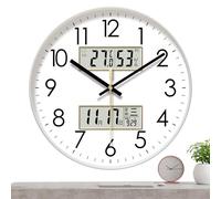 Horloge Murale Silencieuse - Sans Tic-, Ronde Lumineuse, Décor Salon | Affichage Température Humidité, Design Moderne, Décoration Murale Pratique, Repos Non Perturbé, Éclairage Nuit, Maison Bureau