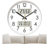 Horloge Ronde Brillant Nuit - Murale Silencieuse, Affichage Température Humidité Intégré | Accessoire Salon Chambre Bureau, Décoration Moderne Élégante, Confort Visuel, Fonction Pratique, Repos Calme,