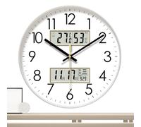 Horloge Ronde Brillant Nuit - Murale Silencieuse, Affichage Température Humidité Intégré | Accessoire Salon Chambre Bureau, Décoration Moderne Élégante, Confort Visuel, Fonction Pratique, Repos Calme,