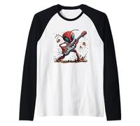 Hormiga divertida en llamas con una guitarra eléctrica para fanáticos de la música rock Camiseta Manga Raglan