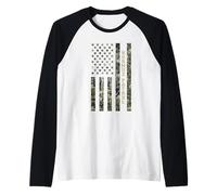 Hormuz Patrol American Flag Camouflage USA Distressed Camiseta Manga Raglan