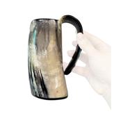 Horn Cup - Rustic Horn Drinking Mug, Water Cup with Handle | Handcrafted Style Beer Mug, Natural Whiskey Tumbler, Medieval Beverage Vessel for Home Decor, Ale Tankard Gift for Men
