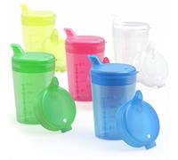 Horn Medical Pack de 5 ayudas para beber para adultos, 250 ml, vasos con pico Plus 5 tapas para líquidos y 5 tapas para papillas/mostaza, color a elegir (multicolor)