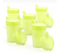 Horn Medical Pack de 5 ayudas para beber para adultos, 250 ml, vasos con pico Plus 5 tapas para líquidos y 5 tapas para papillas/mostaza, color a elegir (amarillo)