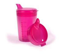Horn Medical Vaso con boquilla que incluye 2 tapas (apertura grande y pequeña), ayuda para beber, 250 ml, color a elegir (rojo)