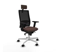 Horna sincro malla negra similpiel marrón oscuro brazos 2d base blanc
